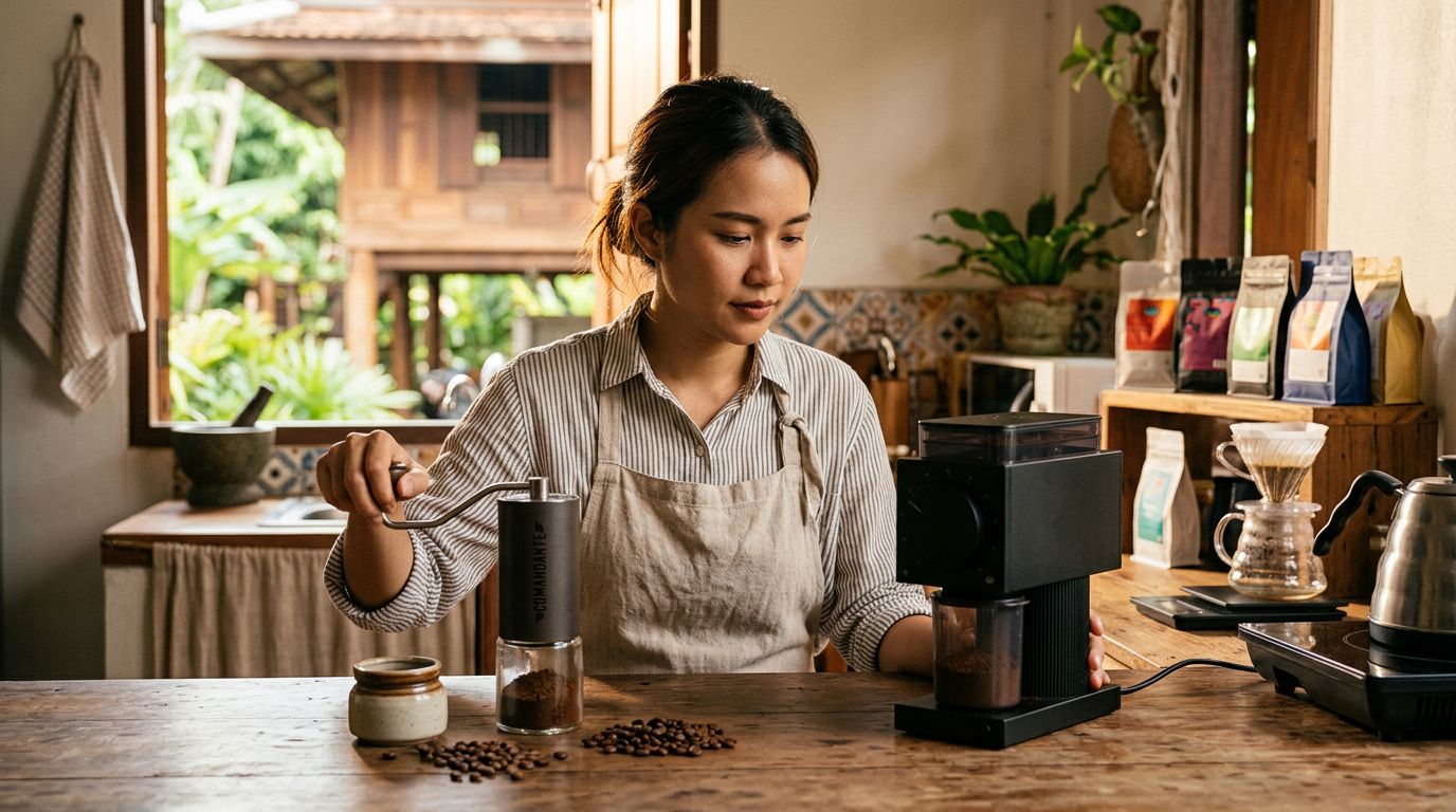 เครื่องบดกาแฟมือหมุน vs ไฟฟ้า เลือกผิดตั้งแต่แรก รสชาติก็พลาดตั้งแต่ต้น