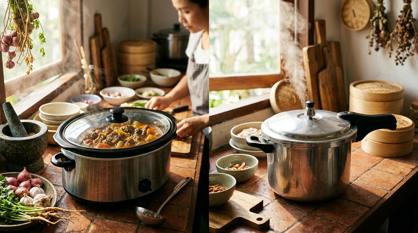 หม้อตุ๋นไฟฟ้า vs หม้ออัดแรงดัน เมนูตุ๋นเปื่อยนุ่มแบบไหนได้ทั้งเวลาและรสชาติ
