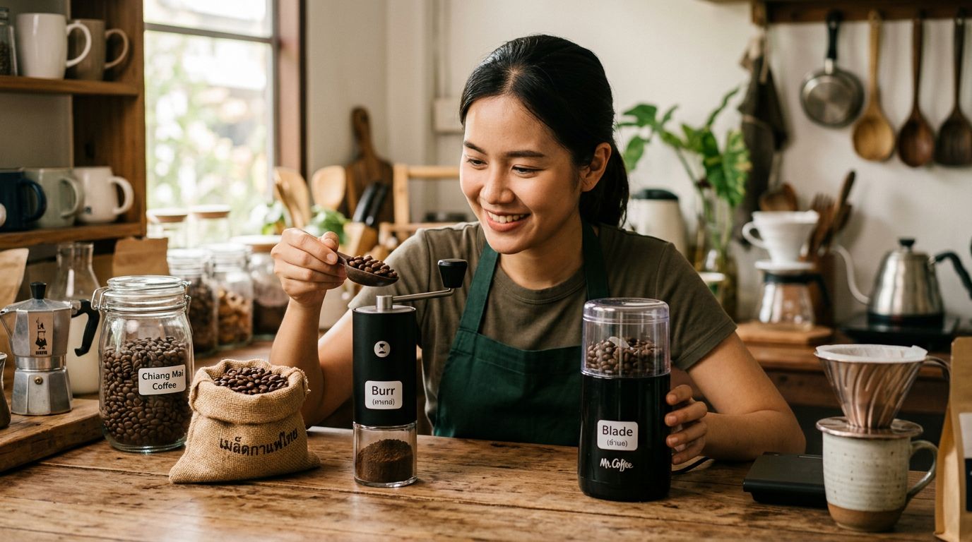 ใบมีด vs เฟืองบด เลือกเครื่องบดกาแฟงบจำกัดให้ถูกตัวตั้งแต่แรก